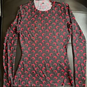 MARINE SERRE Red Second Skin Moon Long Sleeve T-Shirt Size Small